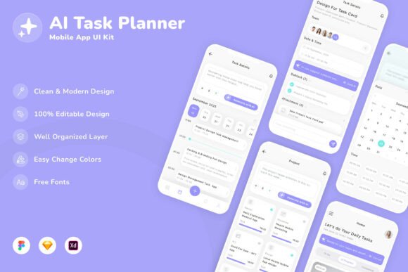 AI Task Planner Mobile App UI Kit