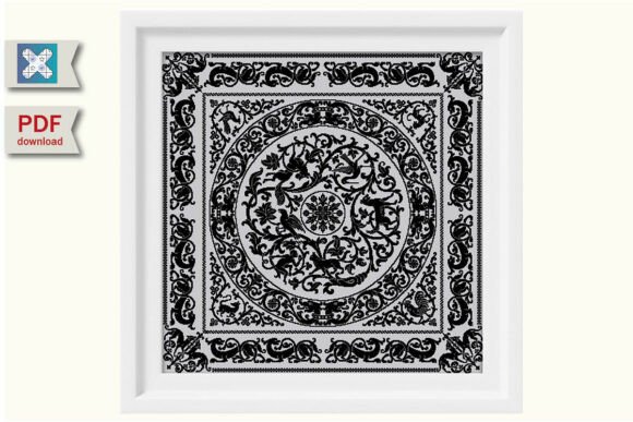 Antique Monochrome Cross Stitch Pattern
