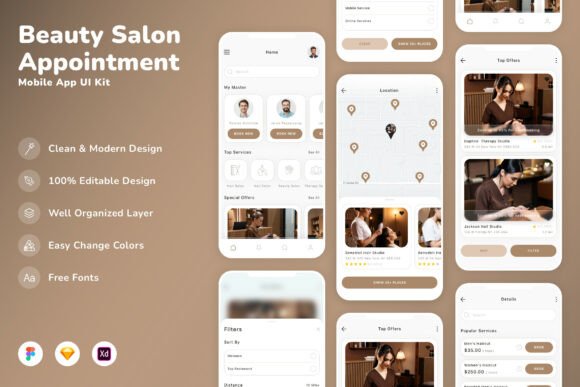 Beauty Salon Appointment App UI Kit