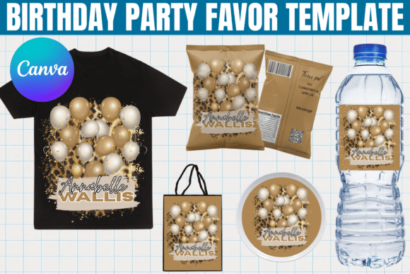 Birthday Party Favor Canva Template