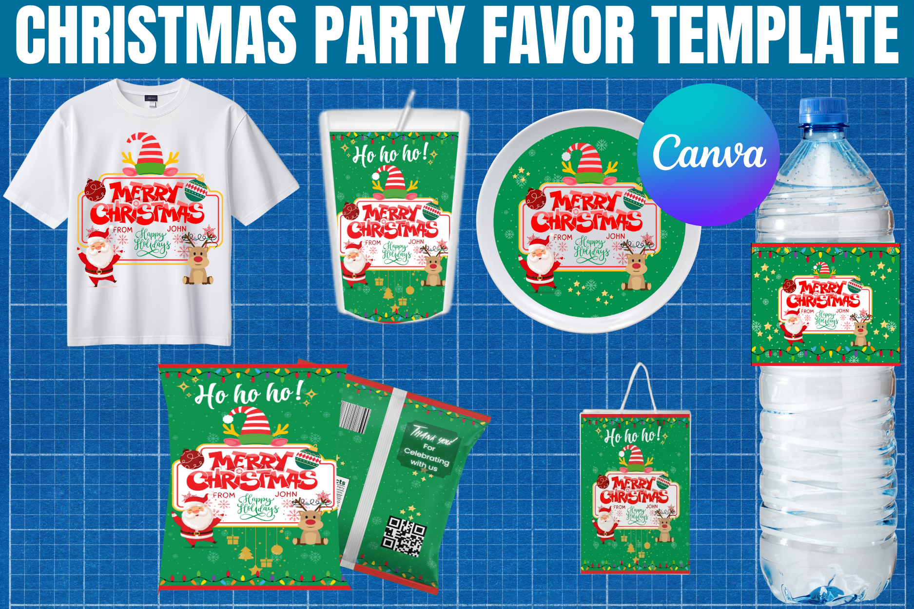 Christmas Party Favor Canva Template