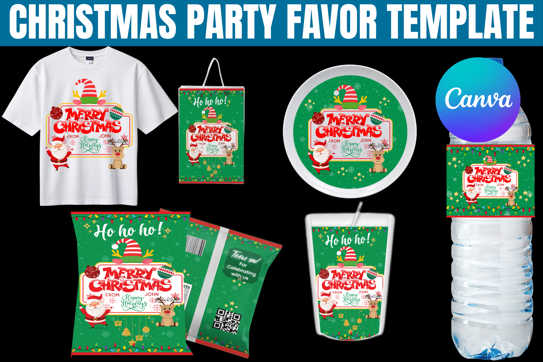 Christmas Party Favor Canva Template