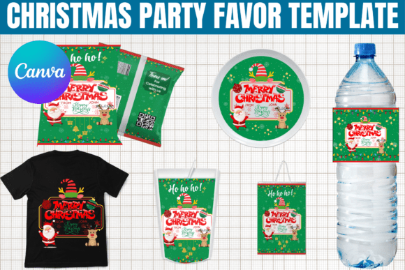 Christmas Party Favor Template, Chip Bag