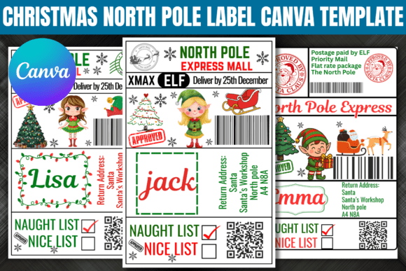 Christmas Shipping Label Canva Template