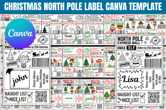Christmas Shipping Label Canva Template