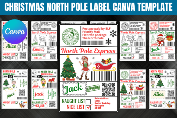 Christmas Shipping Label Canva Template