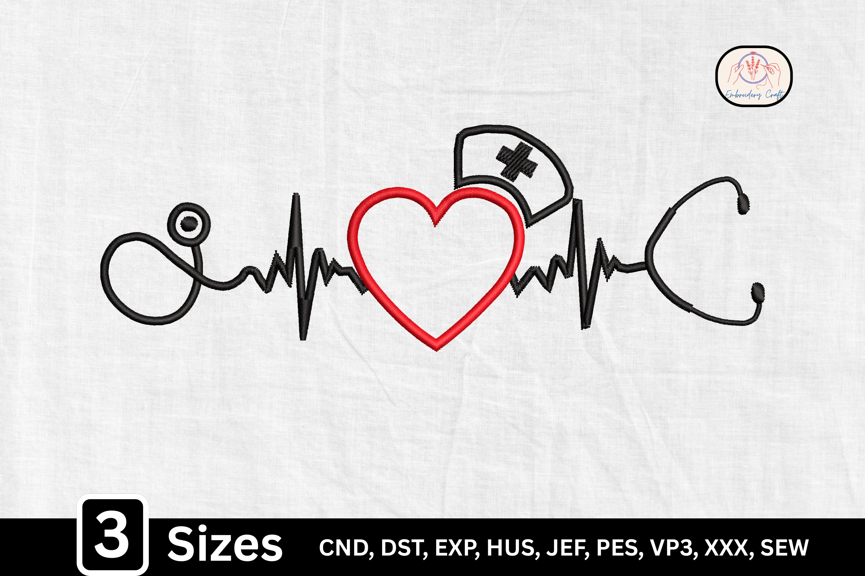 Line Art Nurse Heartbeat Stethoscope
