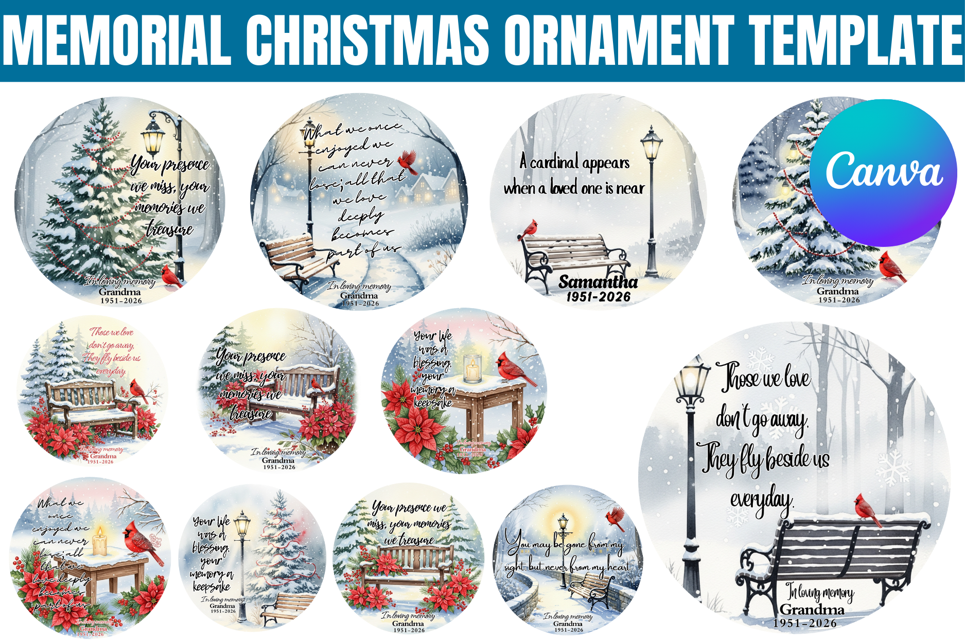 Memorial Christmas Ornament Template