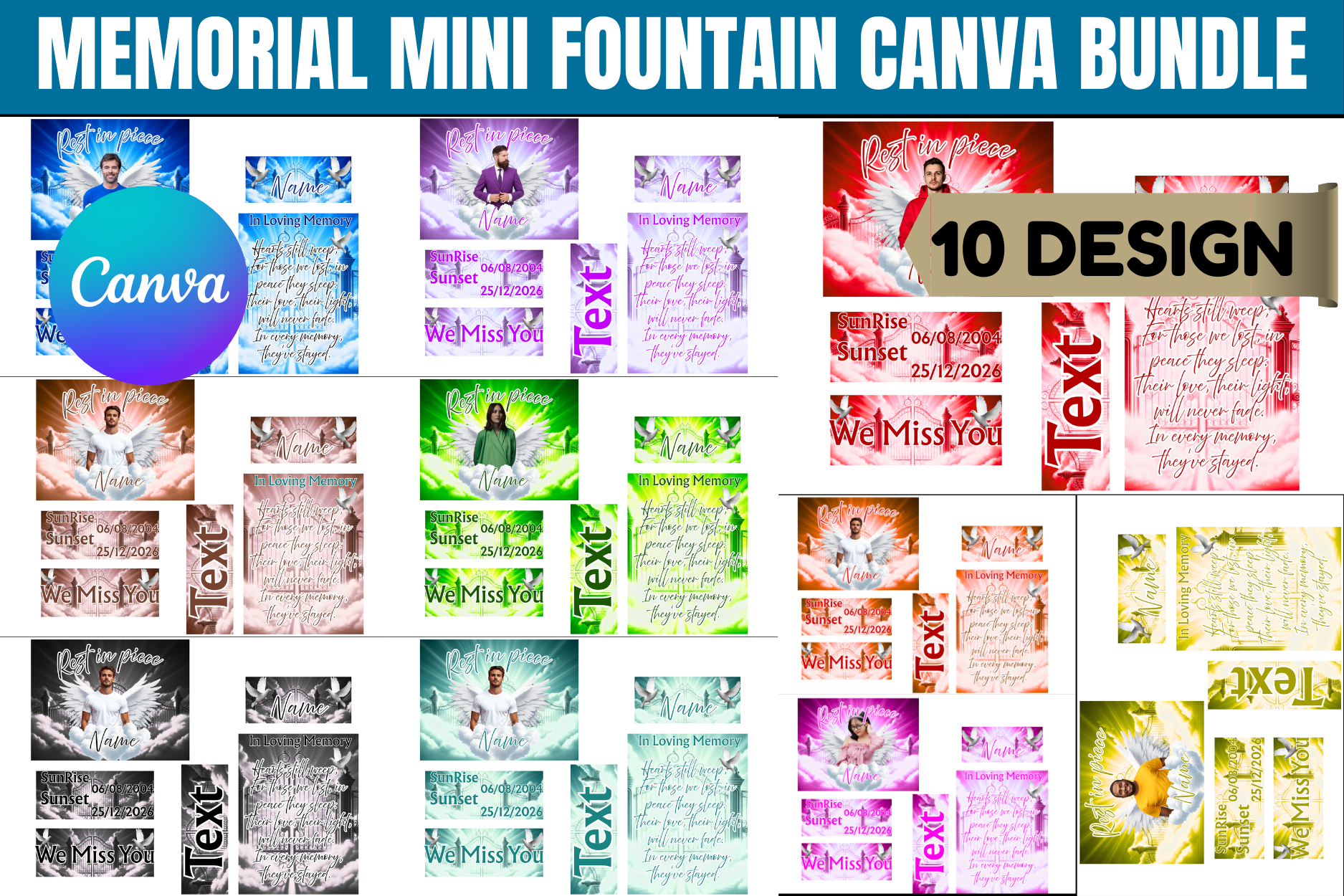 Memorial Mini Fountain Canva Template