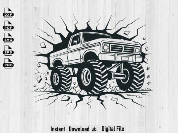 Monster Truck Breaking Wall SVG