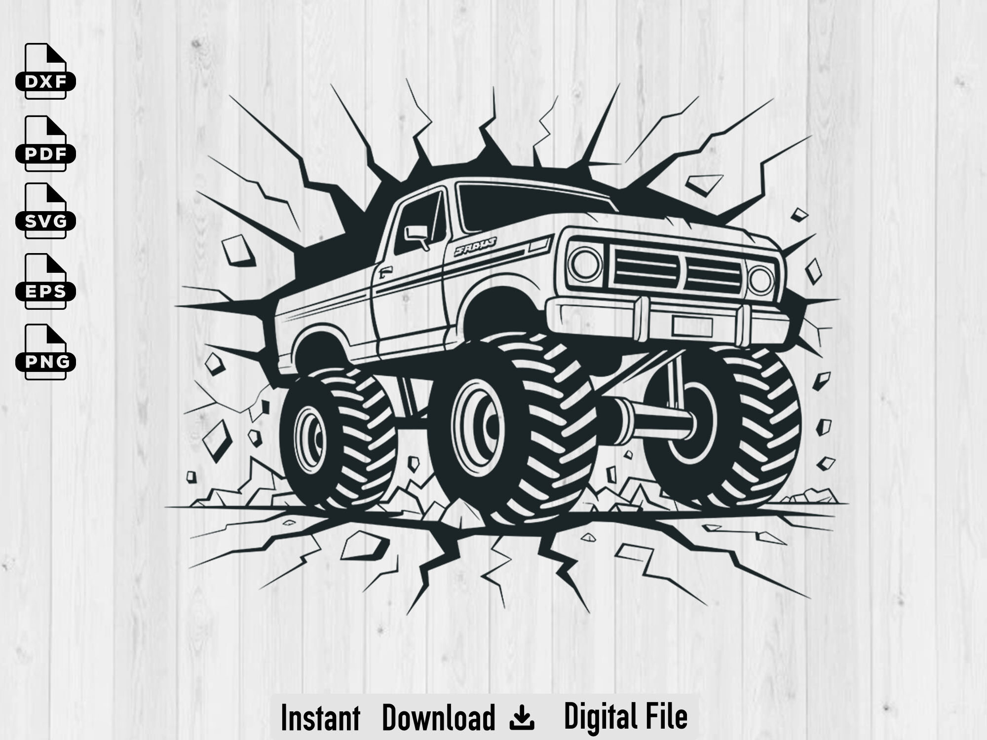 Monster Truck Breaking Wall SVG