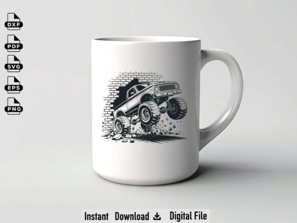 Monster Truck Breaking Wall SVG