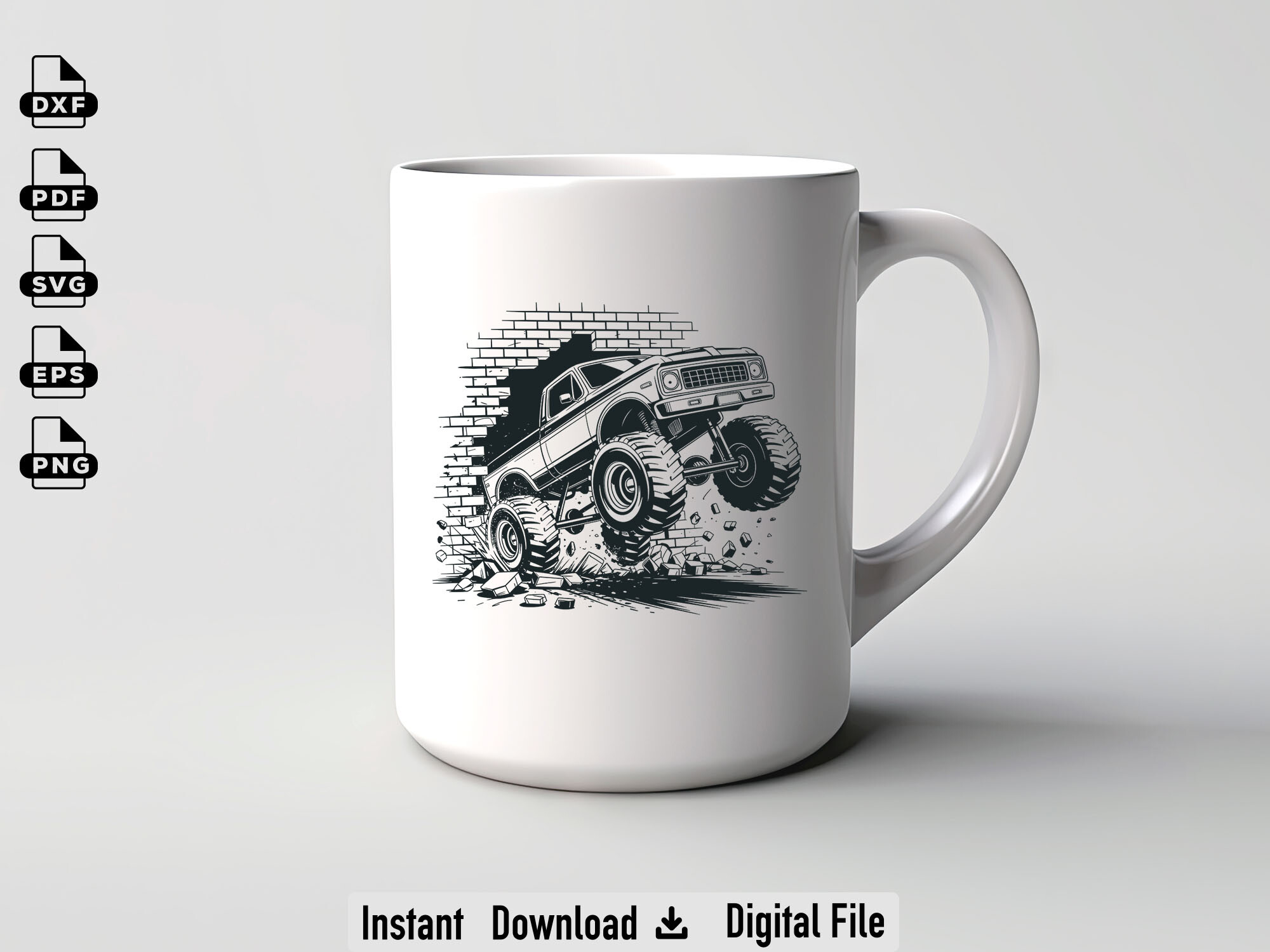 Monster Truck Breaking Wall SVG
