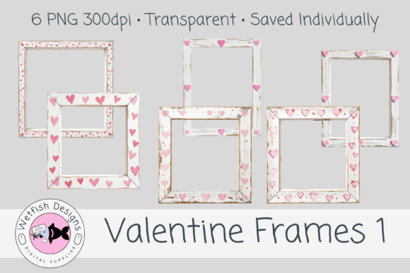 Valentine Frames 1 – Set of 6 PNG 300dpi