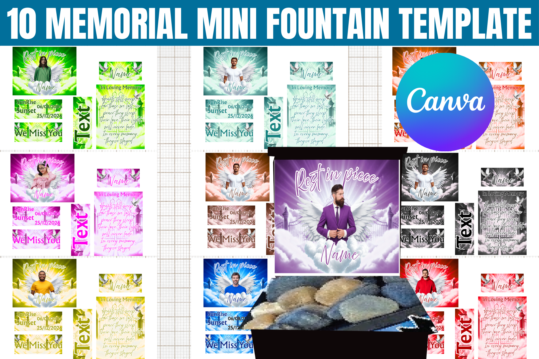 10 Memorial Mini Fountain Canva Editable