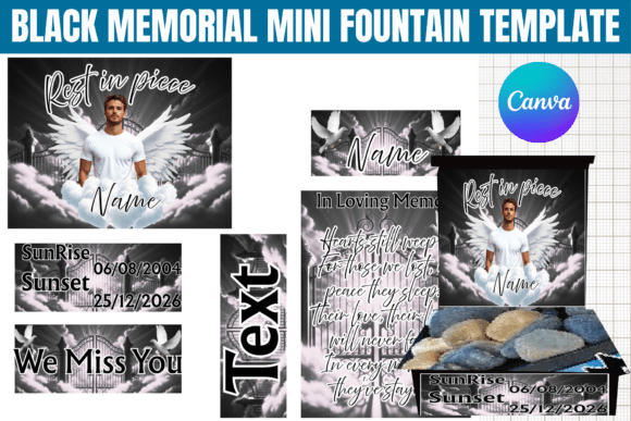 Black Memorial Mini Fountain Template