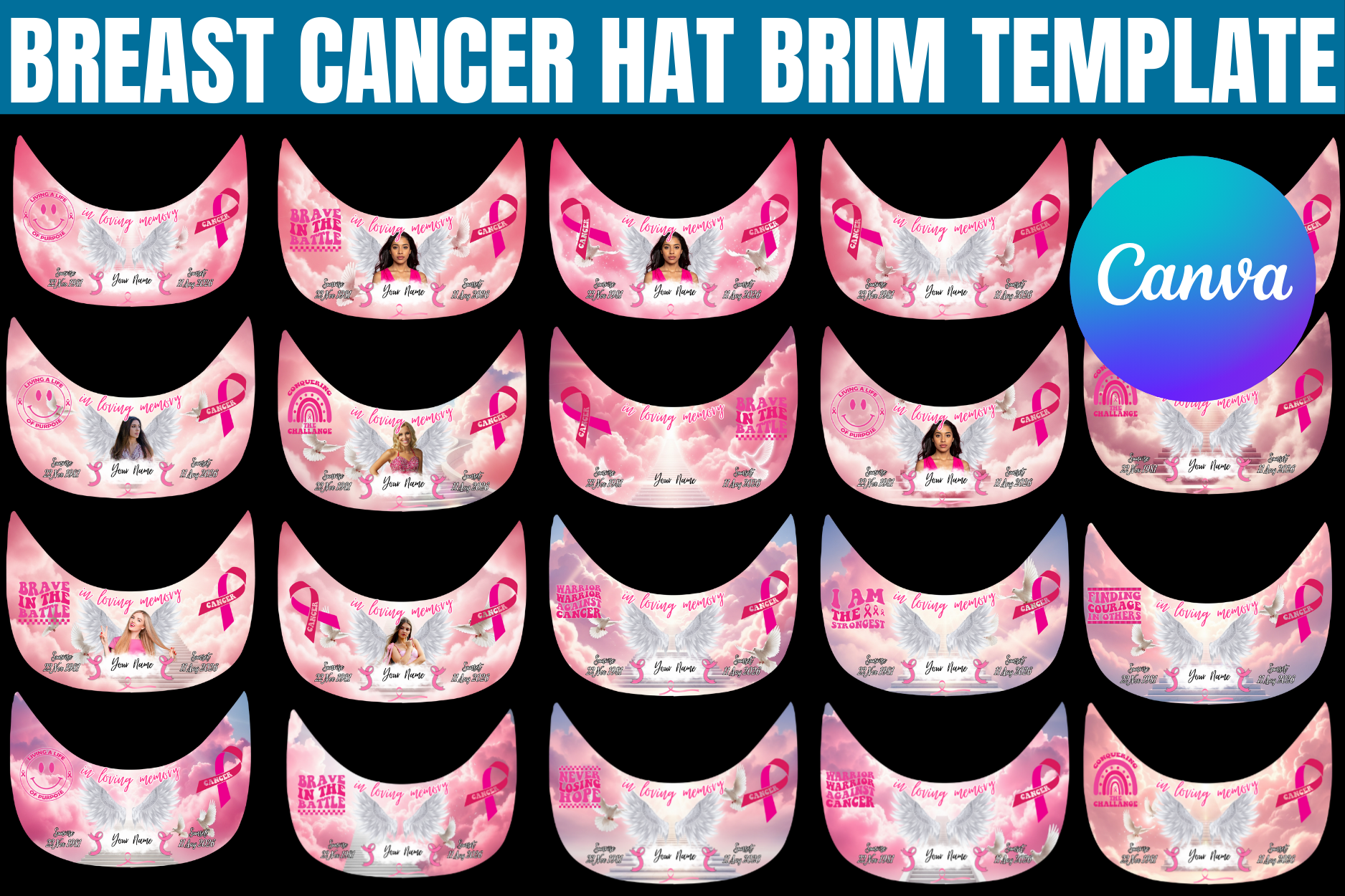 Breast Cancer Hat Brim Template