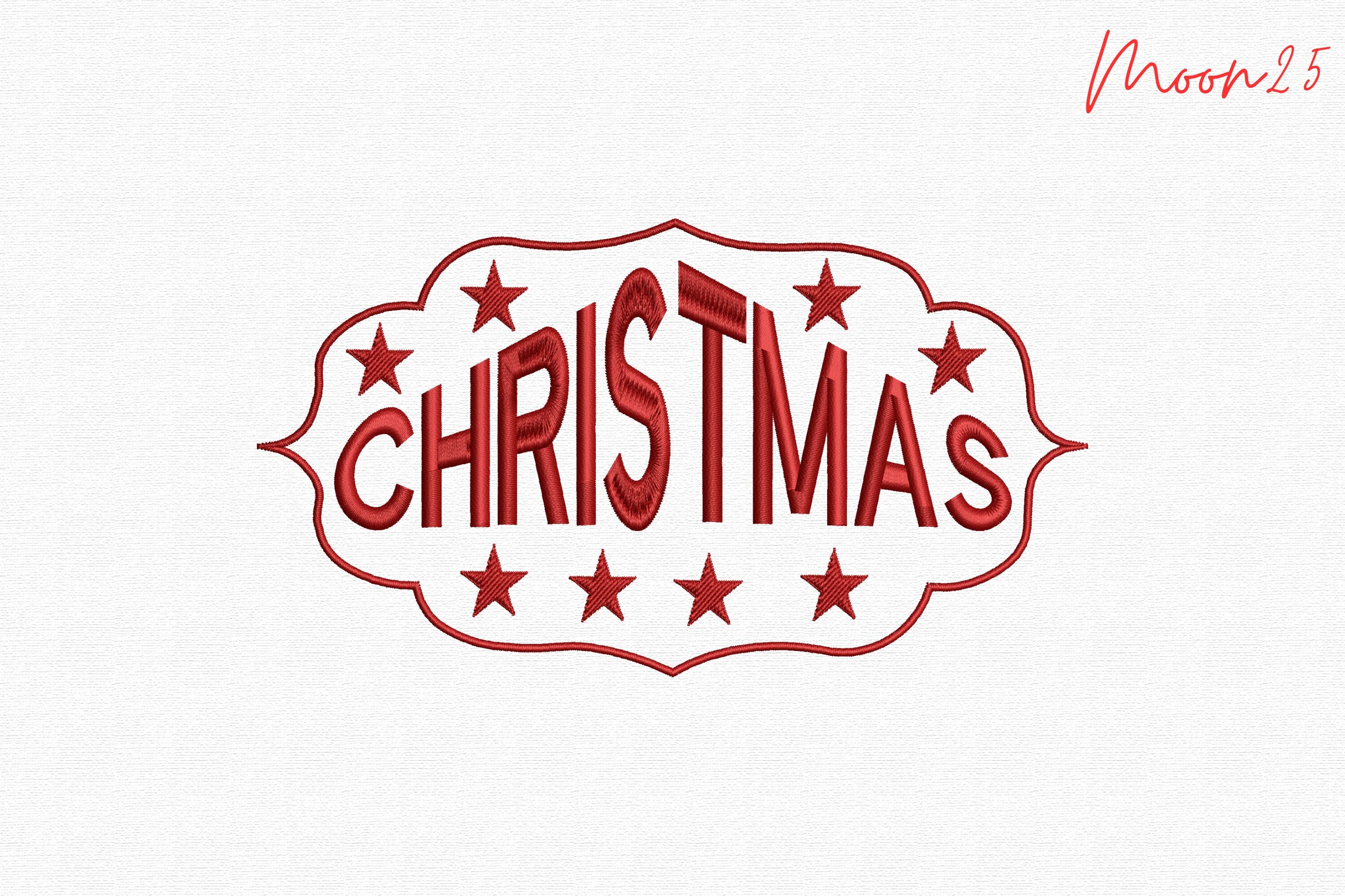 Christmas Badge Text Embroidery Design