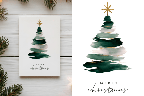 Christmas Tree, Watercolor Lettering