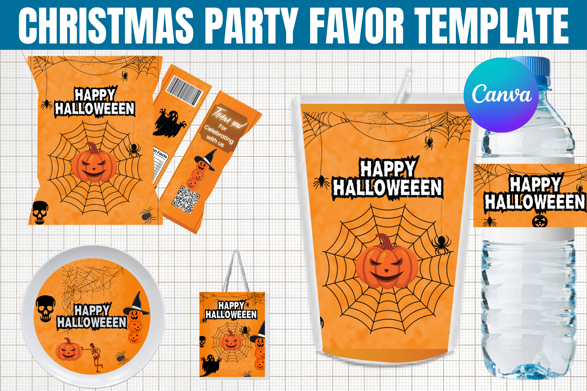 Halloween Party Favor Canva Template