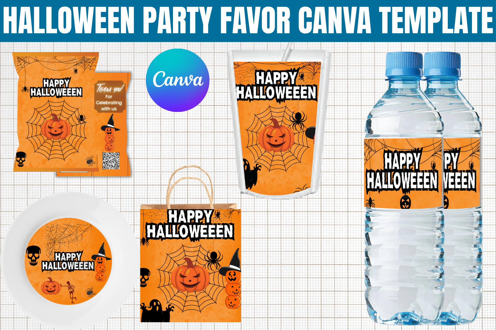 Halloween Party Favor Canva Template