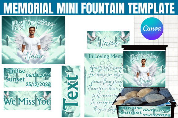 Memorial Mini Fountain Canva Editable