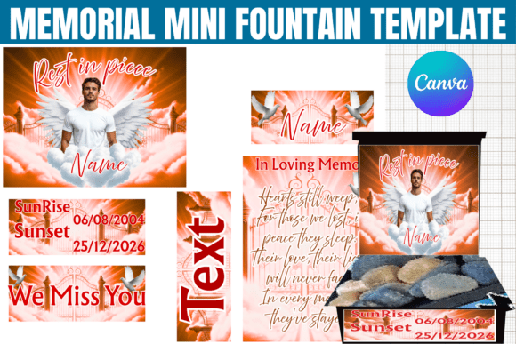 Memorial Mini Fountain Canva Editable