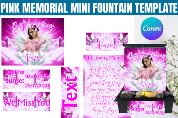 Pink Memorial Mini Fountain Template