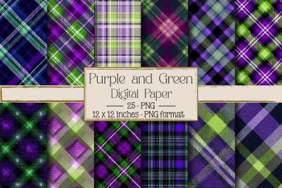 Purple and Green Plaid Patterns Graphic Patterns By Dream Print