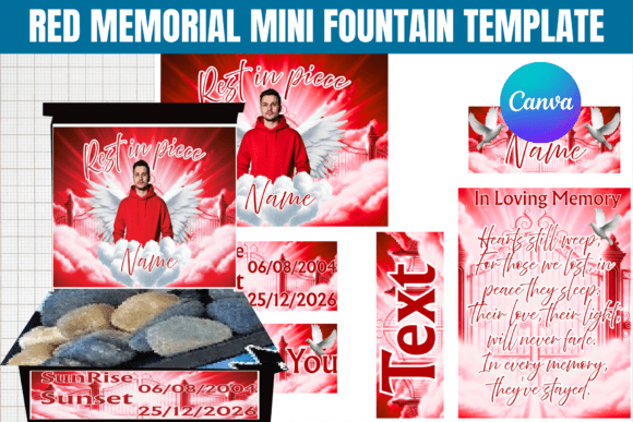 Red Memorial Mini Fountain Template