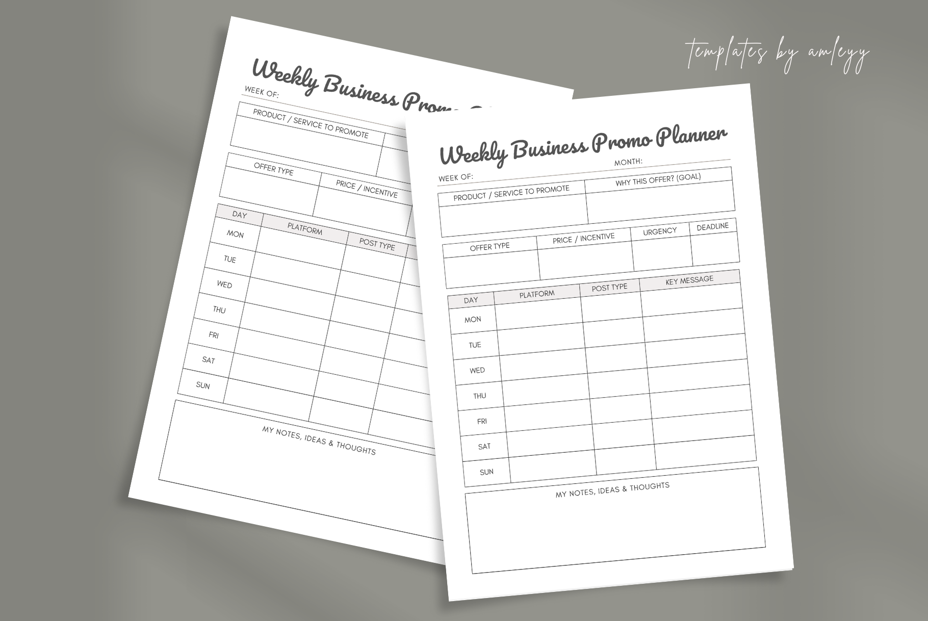 Weekly Business Promo Planner – Socials