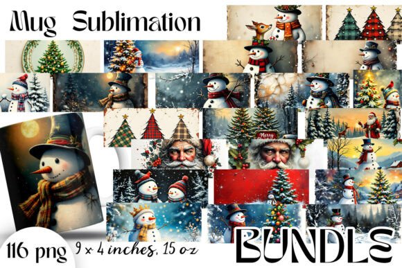 Christmas Mug Cup Wrap Sublimation Print Graphics