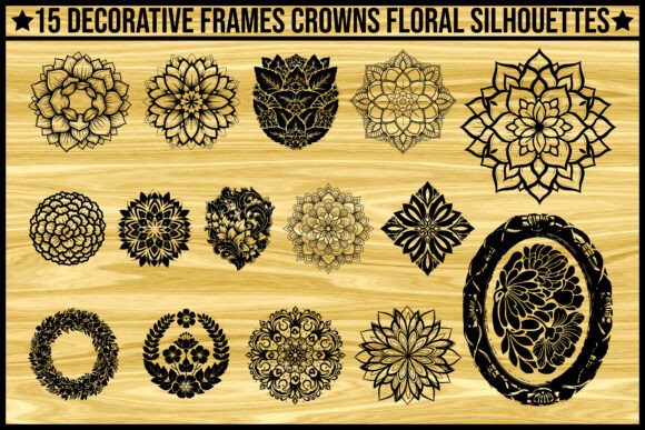 Decorative Floral Frame Silhouette Set2