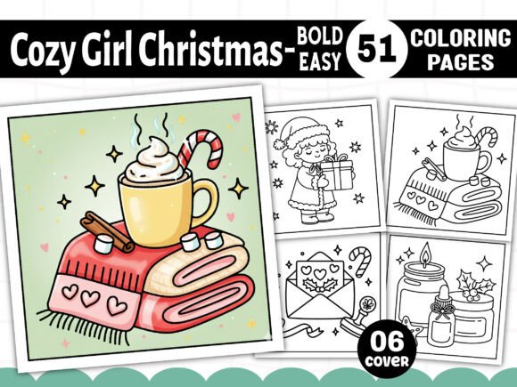 Easy Cozy Girl Christmas Coloring Pages
