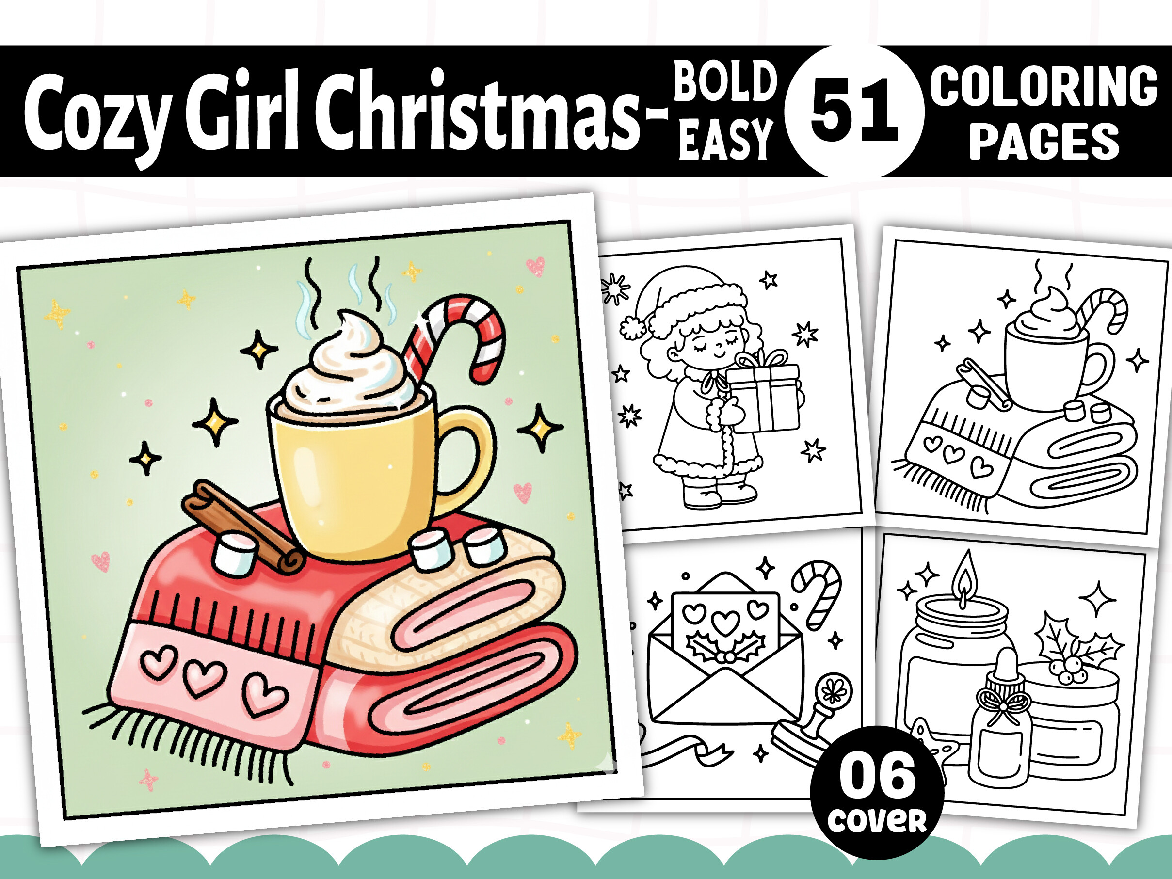 Easy Cozy Girl Christmas Coloring Pages