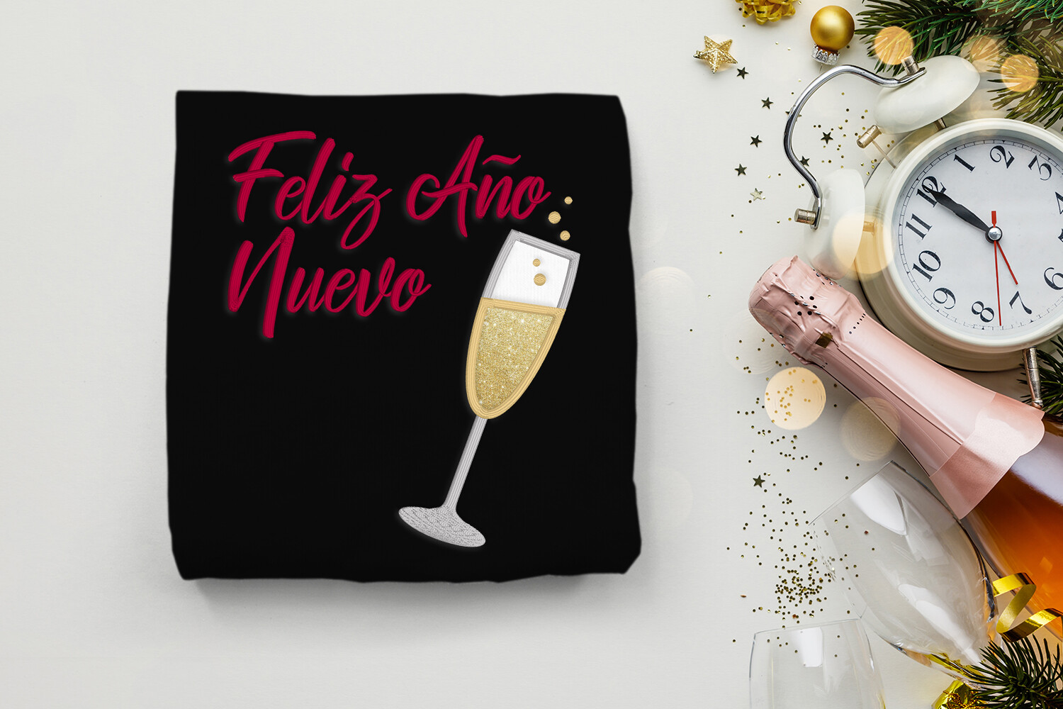 Feliz año Nuevo Champagne Applique