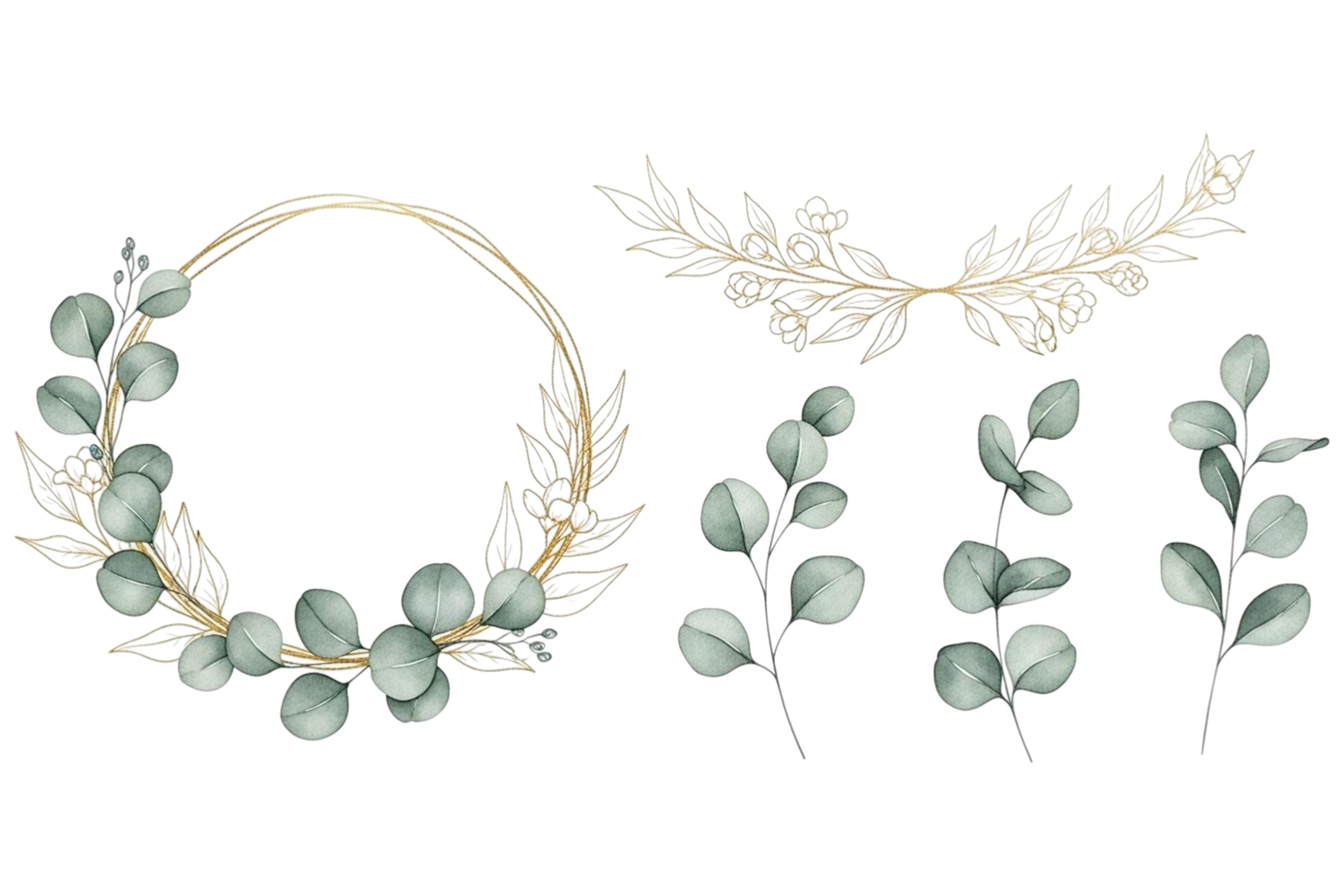 Gold Eucalyptus Wreath Floral Set