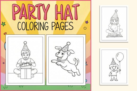Party Hat Coloring Pages for Kids