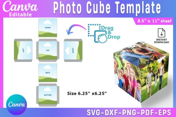 Photo Cube Canva Template Photo Cube Box