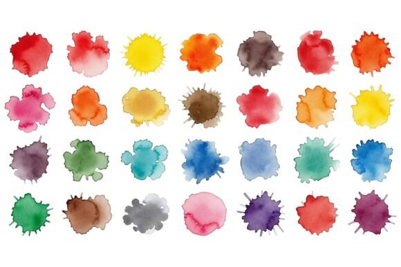 Watercolor Paint Splatters Set
