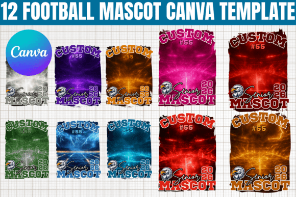 12 Football Mascot Canva Template