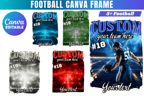 6 Football Mascot Canva Editable Templat