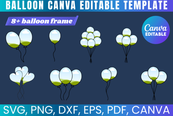 Balloon Outline Canva Template Bundle