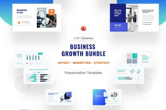 Preview of Business Growth PowerPoint Bundle marketing presentation template