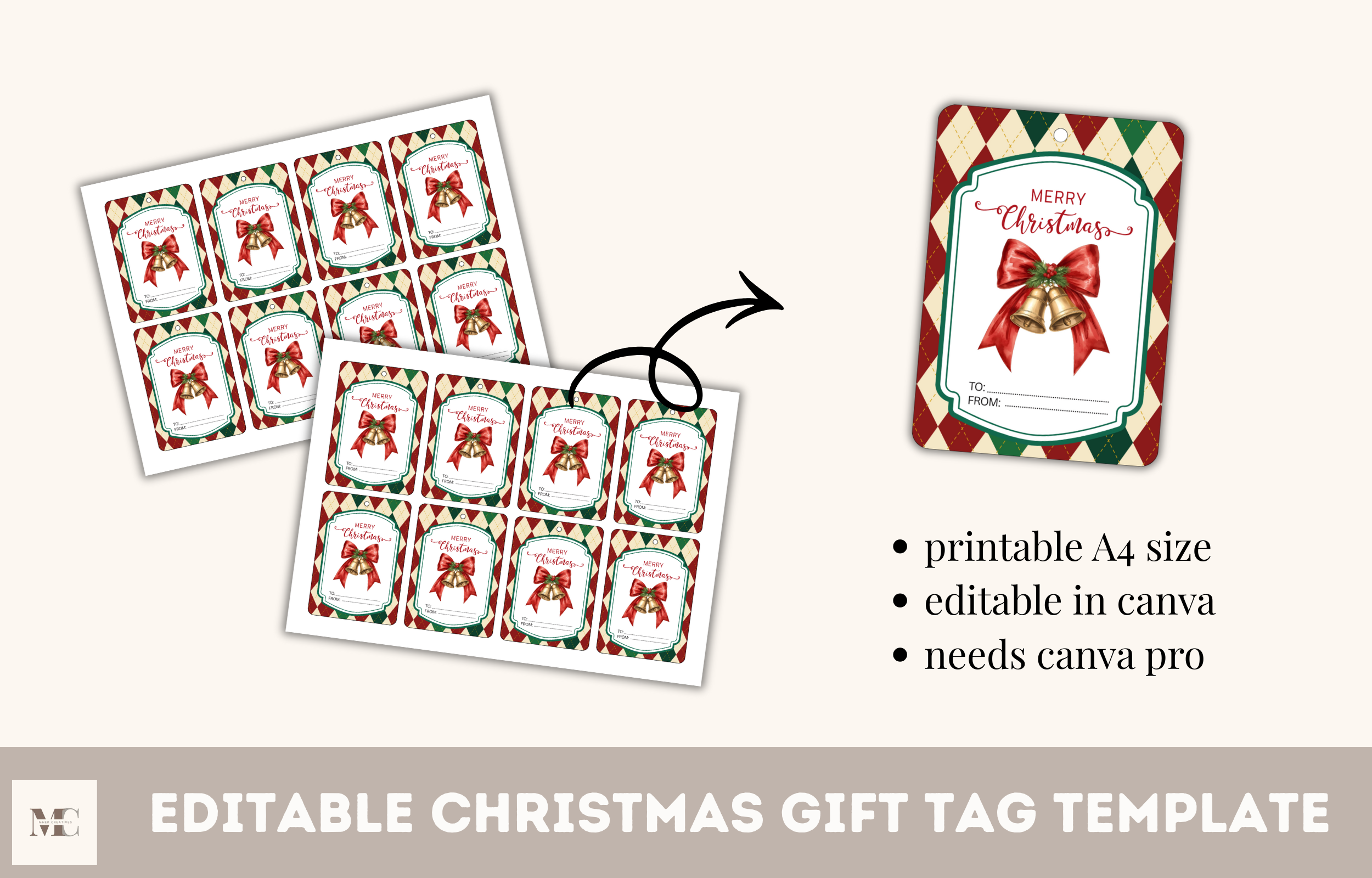 Christmas Gift Tag - Canva Template