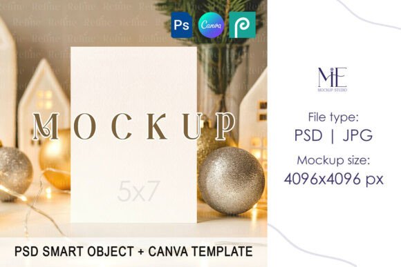 Christmas Invitation Mockup PSD PNG 5x7
