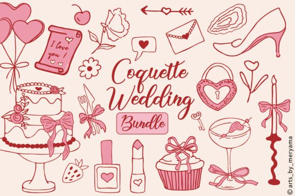 Coquette Wedding Romantic Bundle Art Set