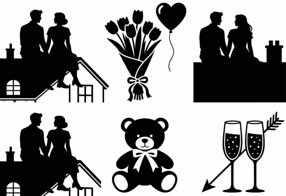 Couple Silhouette Clipart Bundle