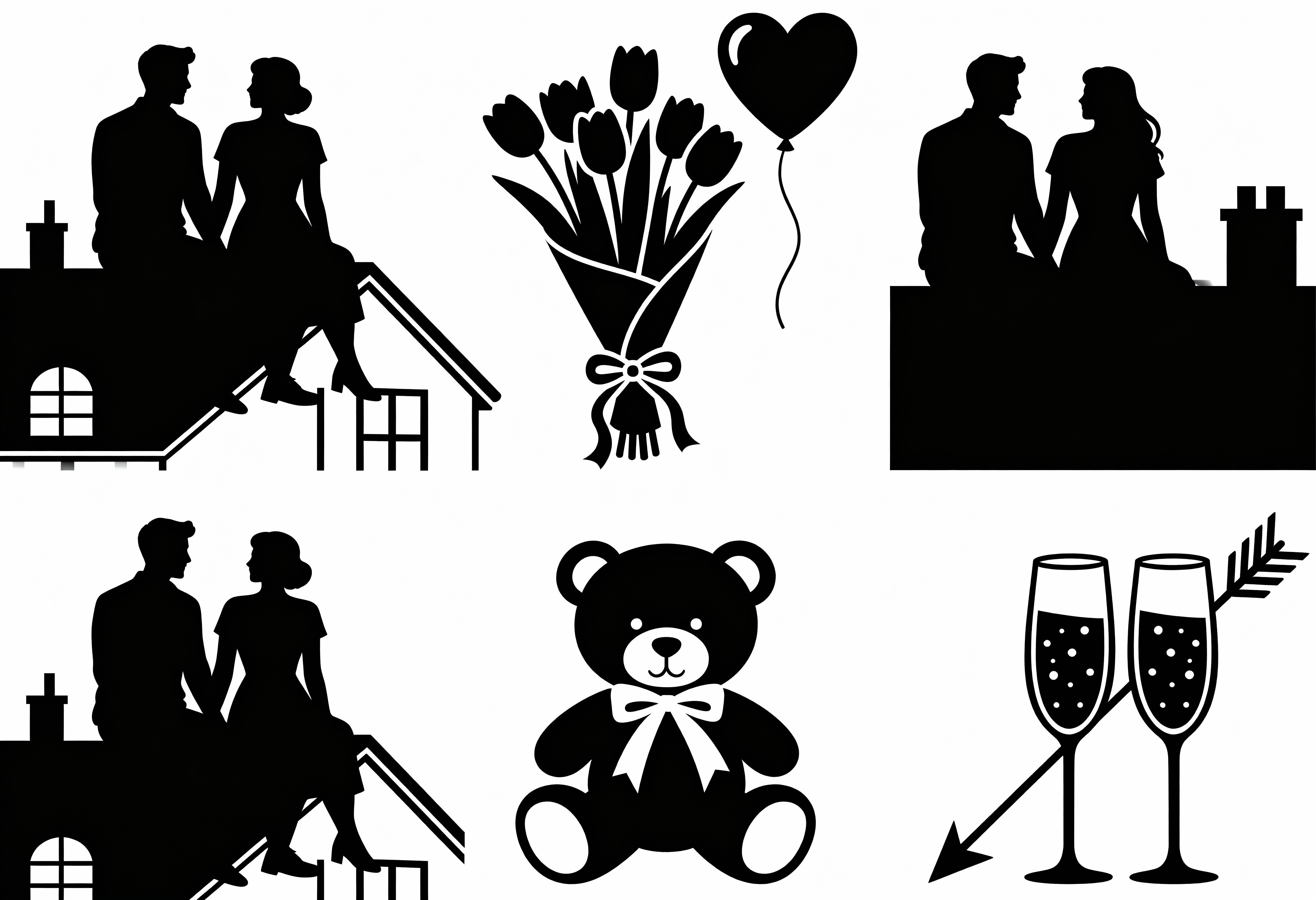 Couple Silhouette Clipart Bundle