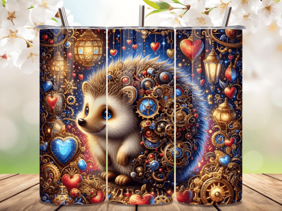 Cute Steampunk Hedgehog Heart Tumbler